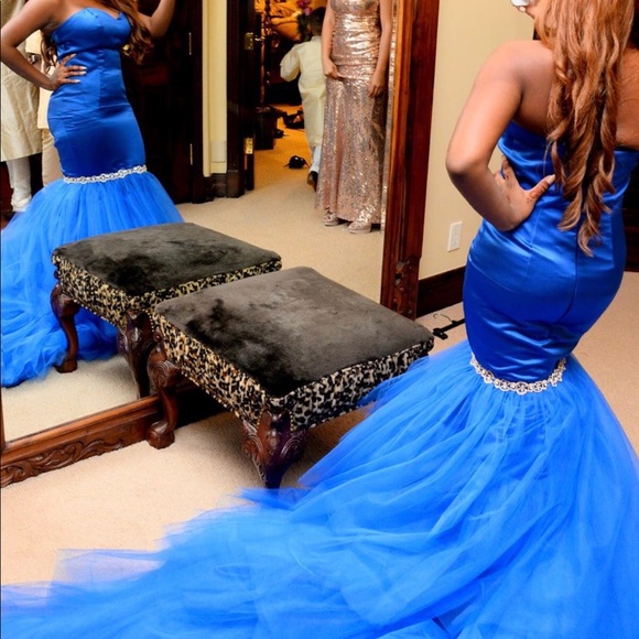 Xcite Satin Dress with Train 35056 Royal Blue main image 0